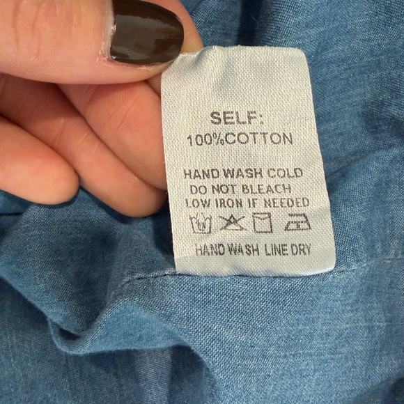 ODA Proyecto Rufina EUC Ruffle Collar Quilted Barn Jacket Denim Chambray M L - Picture 8 of 11